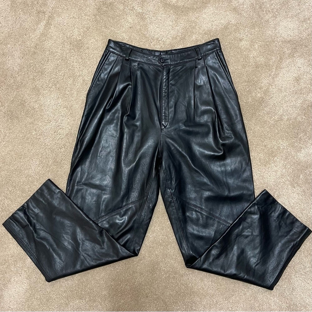 Vintage Marquis Canada Black Leather Pleated Pant Witchy Goth